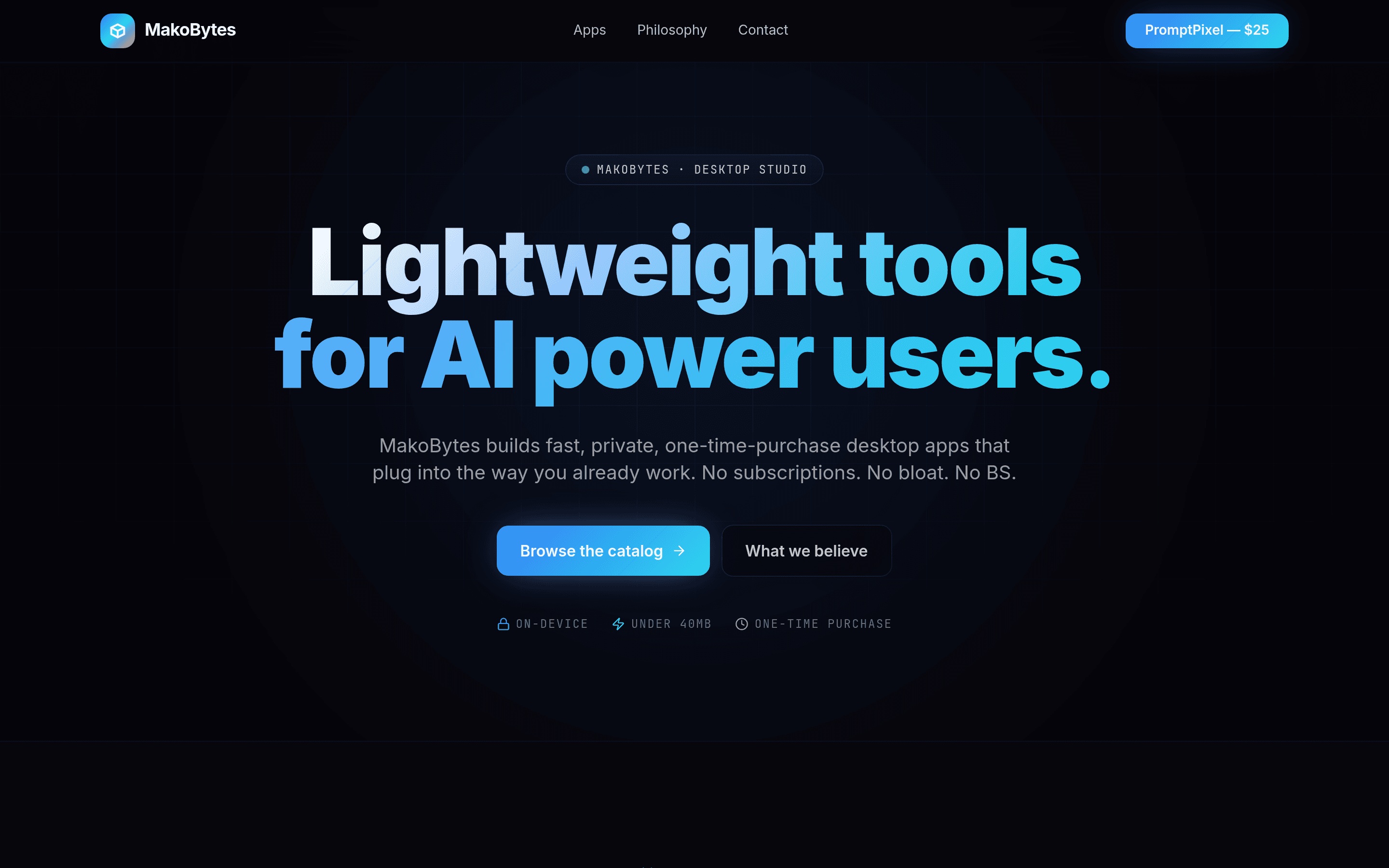 MakoBytes homepage screenshot