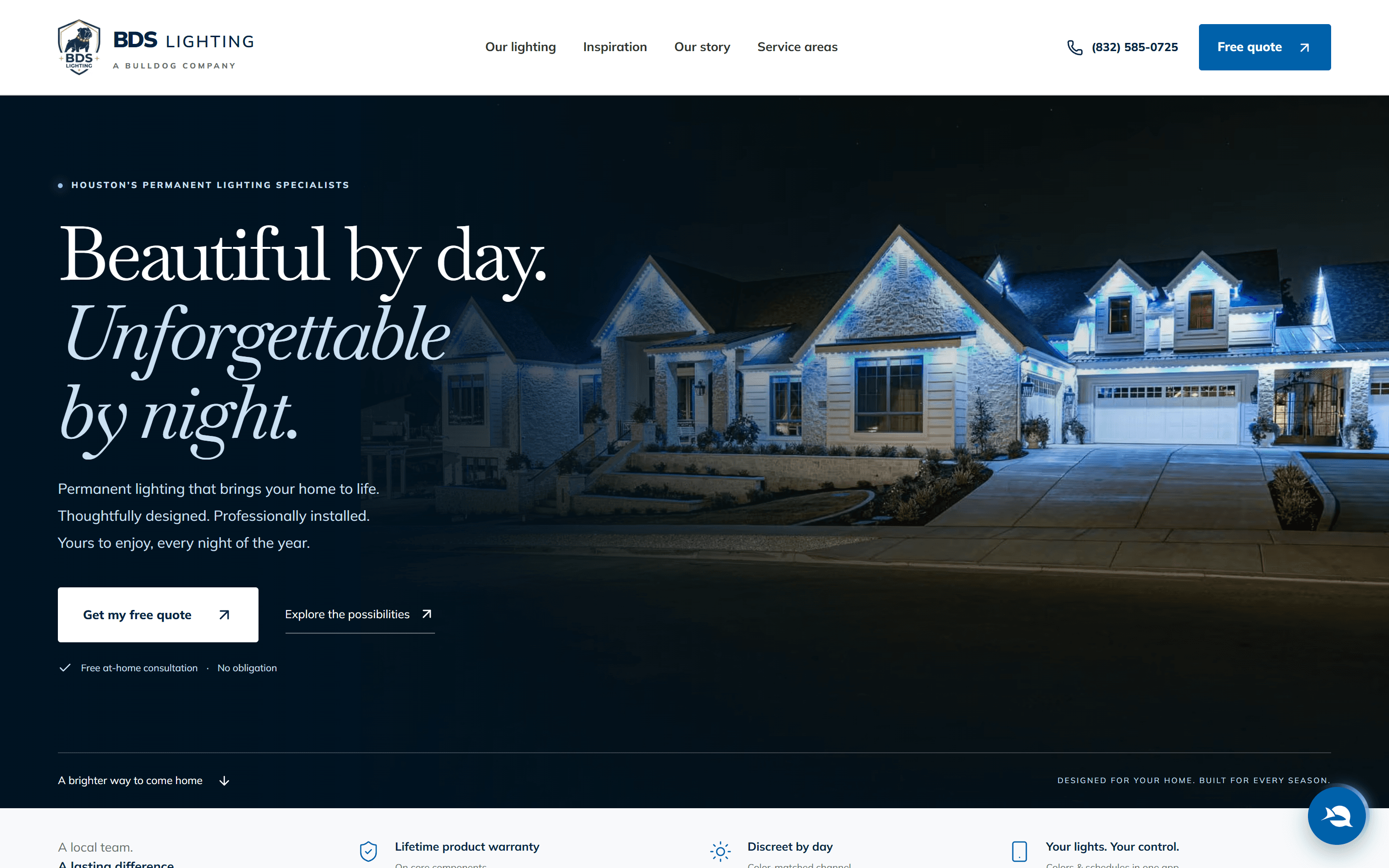 BDS Lighting homepage screenshot