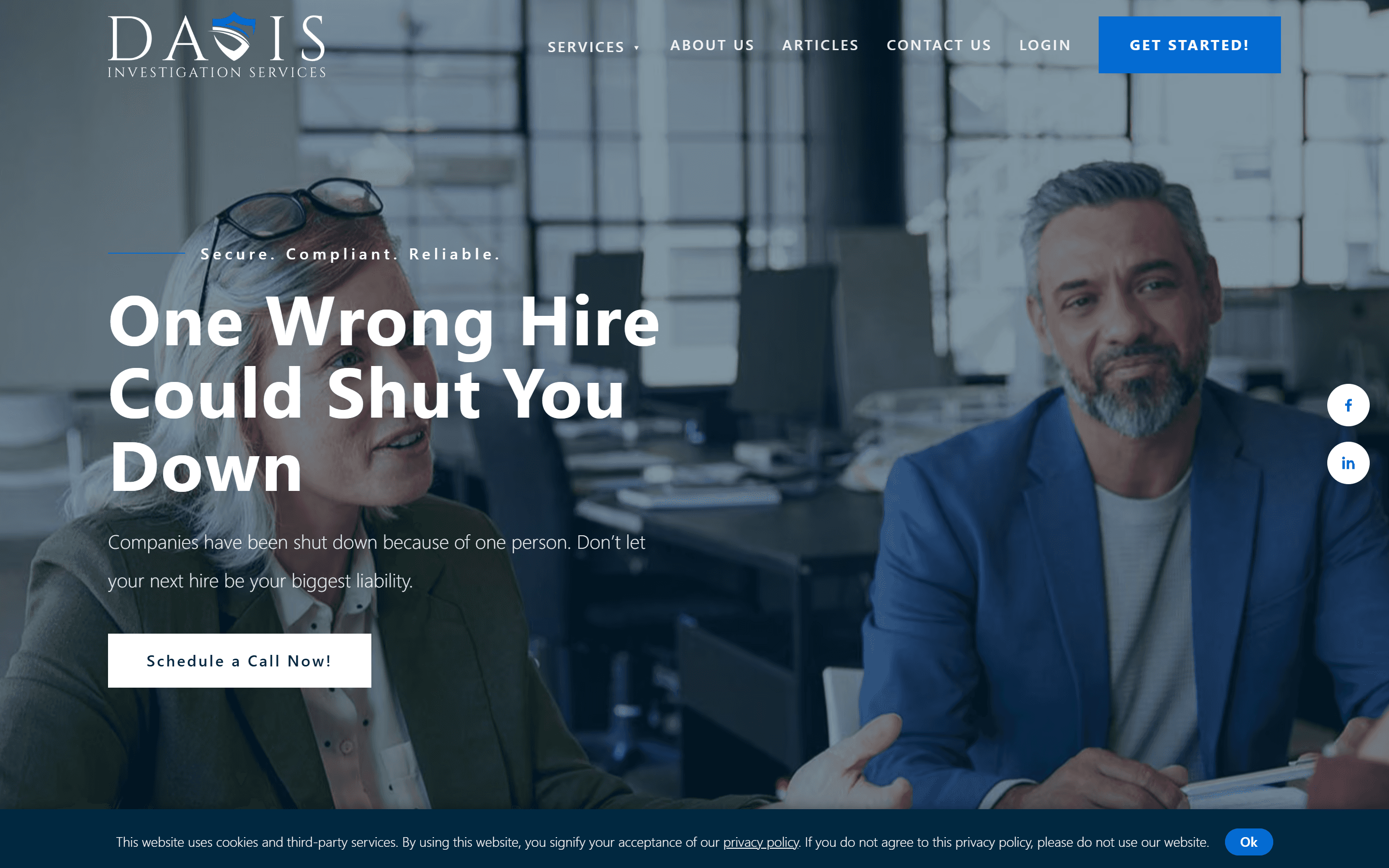 Davis Investigation Services homepage screenshot