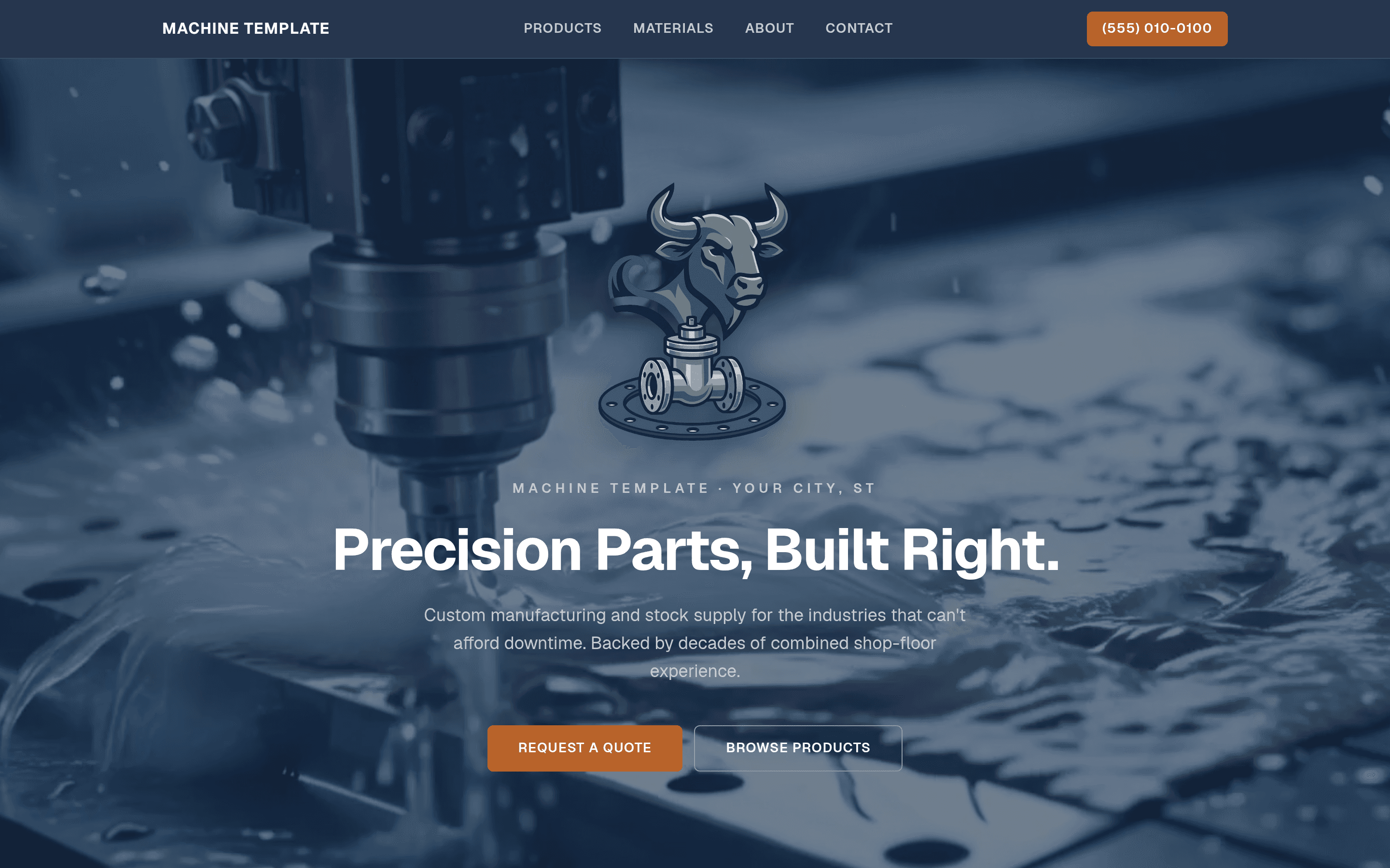 Machine Template homepage screenshot