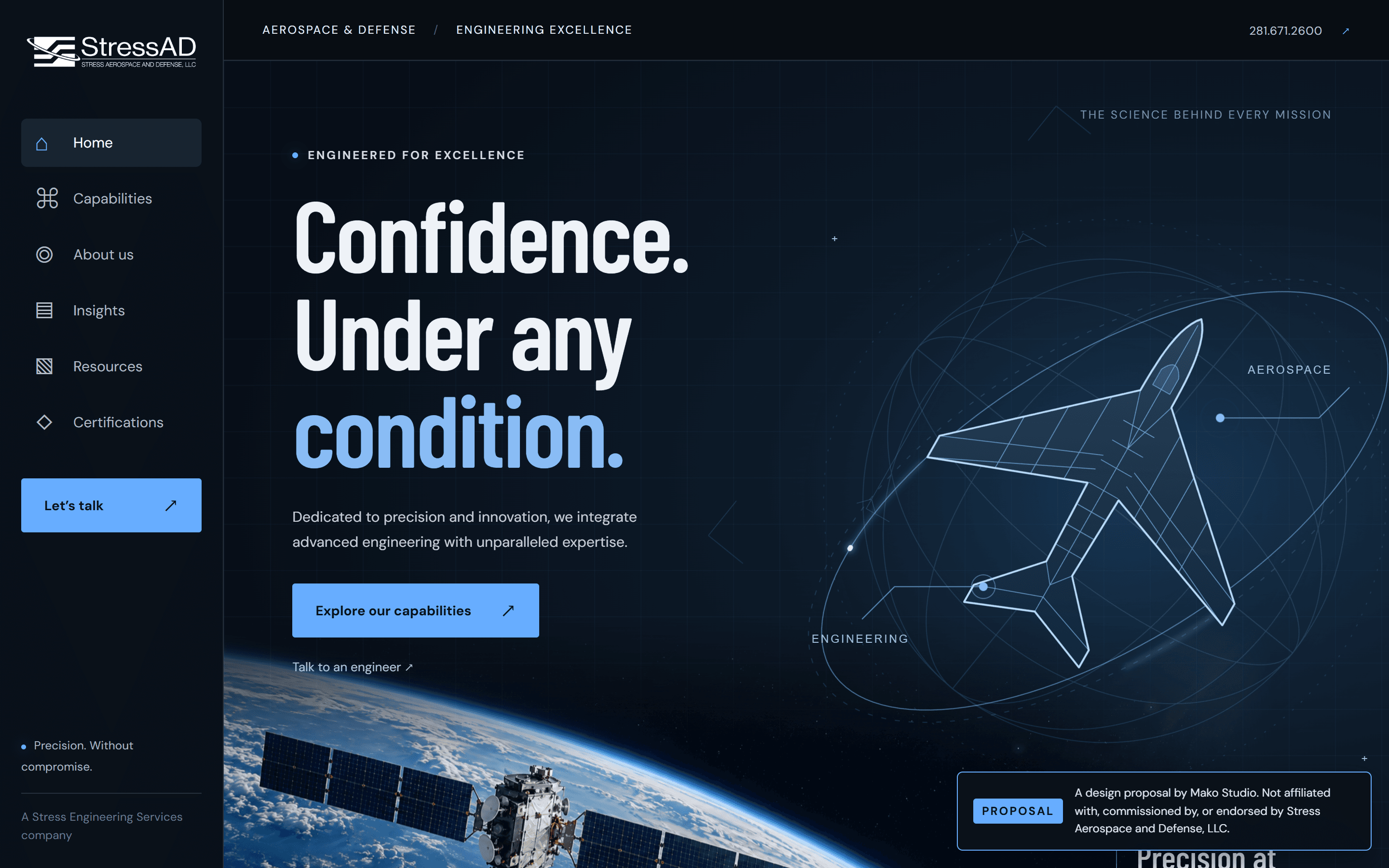 Stress Aerospace & Defense homepage screenshot