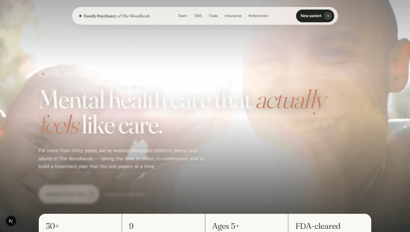 Family Psychiatry of The Woodlands homepage screenshot